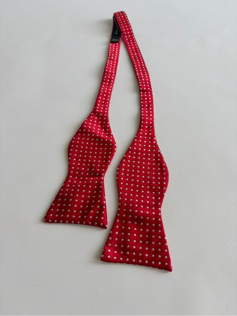 Tommy Hilfiger Red Silk Bow Tie with White Micro Dots